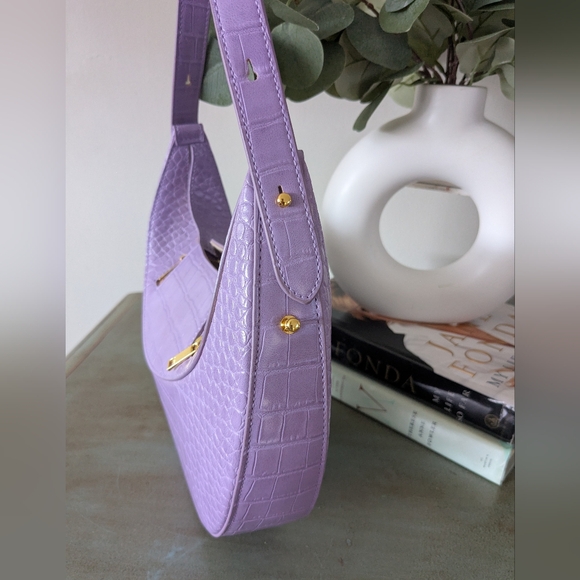 JW Pei Lavender Croc-Embossed Shoulder Bag - Picture 3 of 15